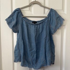 Forever 21 Blue Embroidered Women's Top